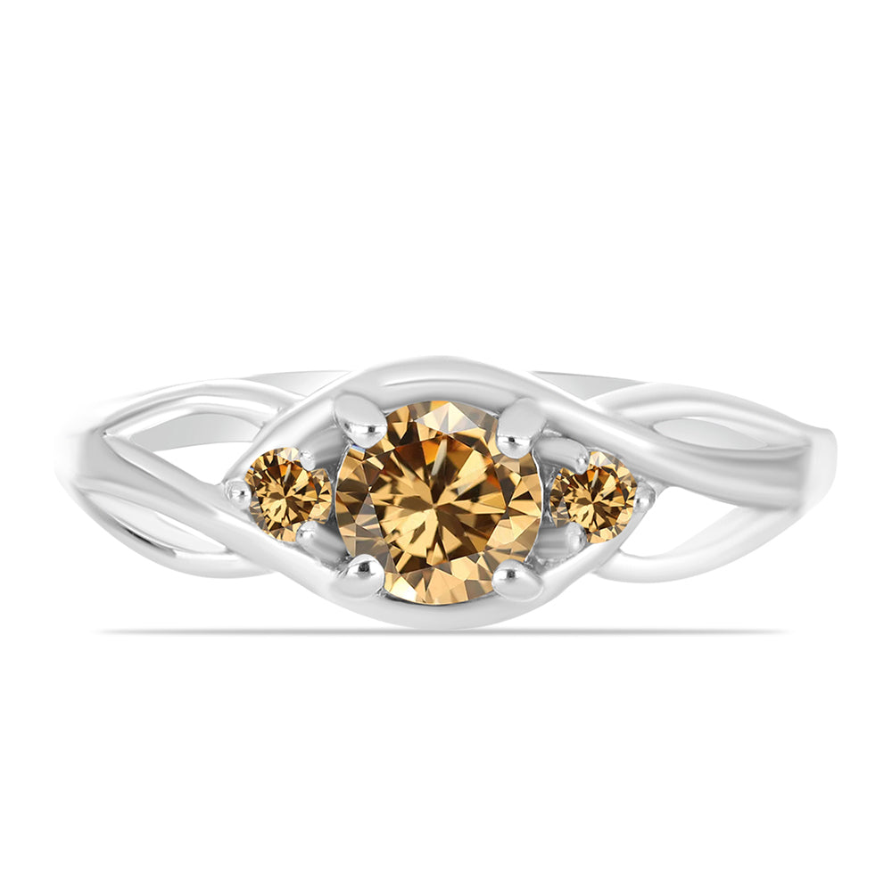 Anillo de Plata con Moisanita Champagne 1 