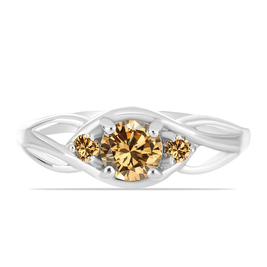Anillo de Plata con Moisanita Champagne