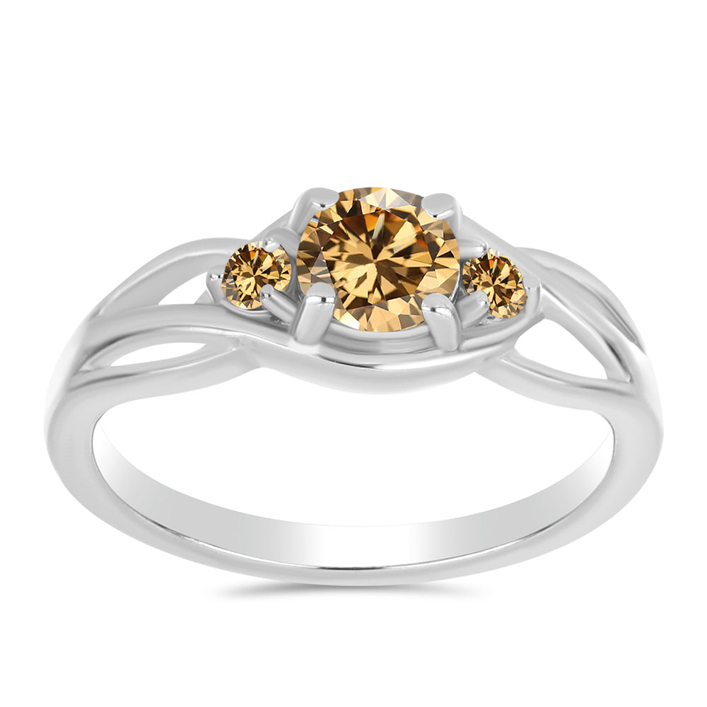 Anillo de Plata con Moisanita Champagne 3 