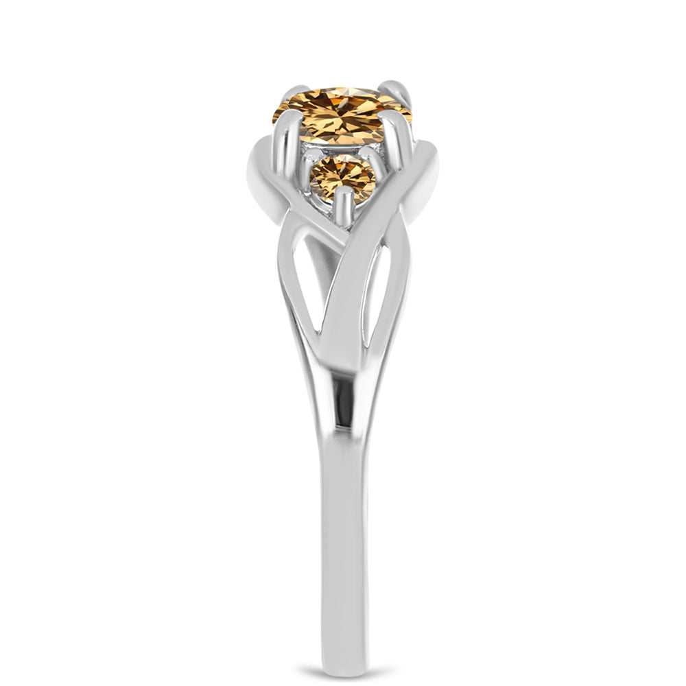 Anillo de Plata con Moisanita Champagne 4 