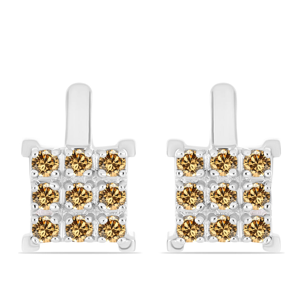 Pendientes de Plata con Moisanita Champagne