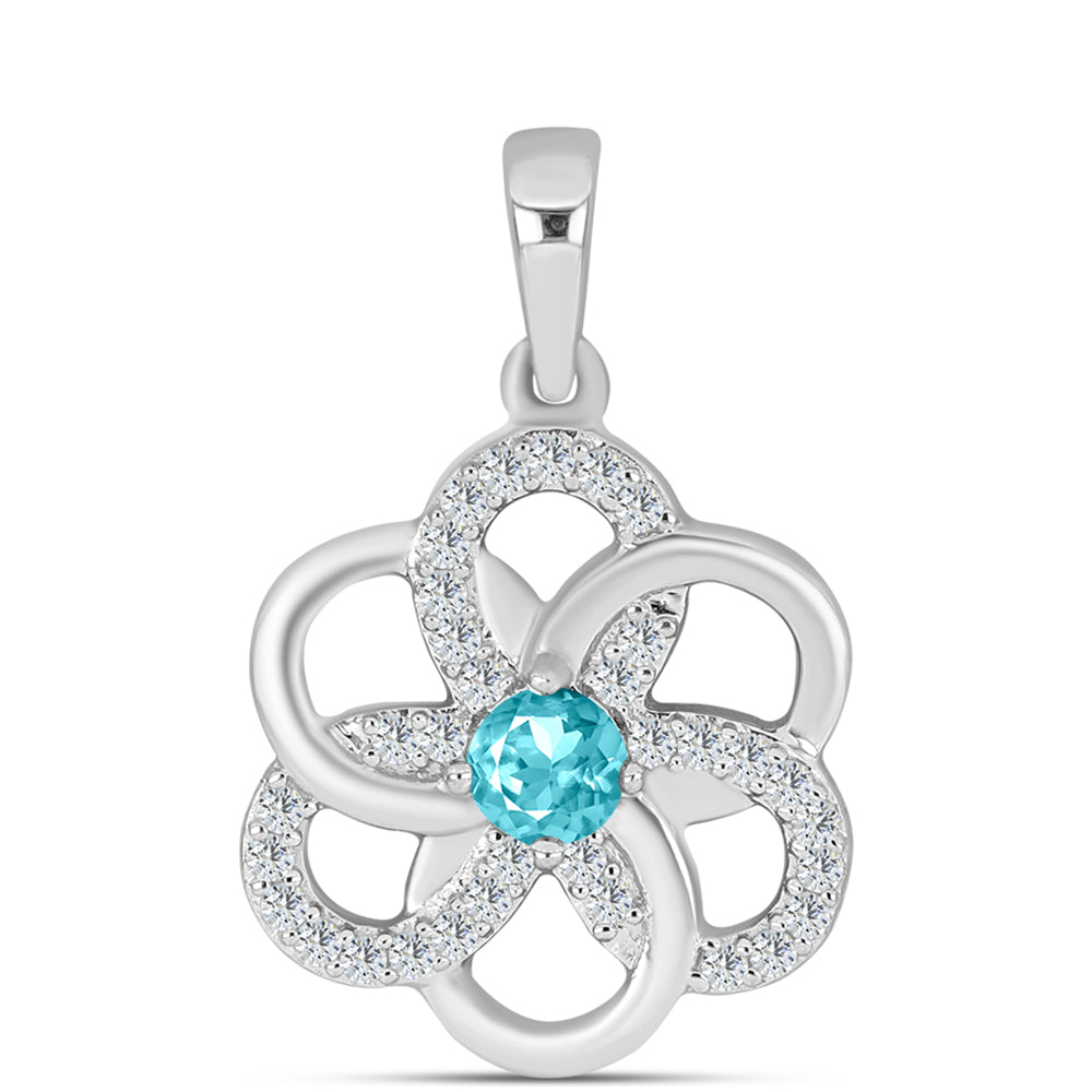 Colgante de Plata con Cuarzo Paraiba y Topacio Blanco