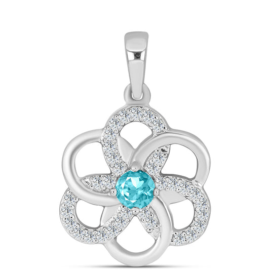 Colgante de Plata con Cuarzo Paraiba y Topacio Blanco
