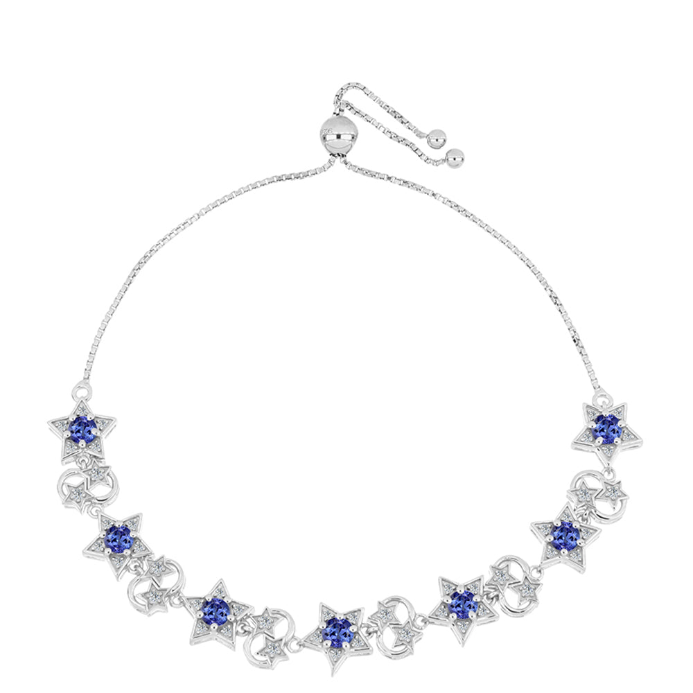 Pulsera de Plata con Tanzanita AAA y Topacio Blanco 1 