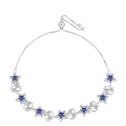 Pulsera de Plata con Tanzanita AAA y Topacio Blanco