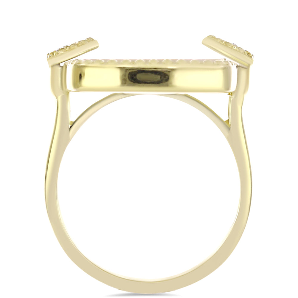 Anillo de Plata Bañada en Oro con Madreperla y Topacio Blanco 2 