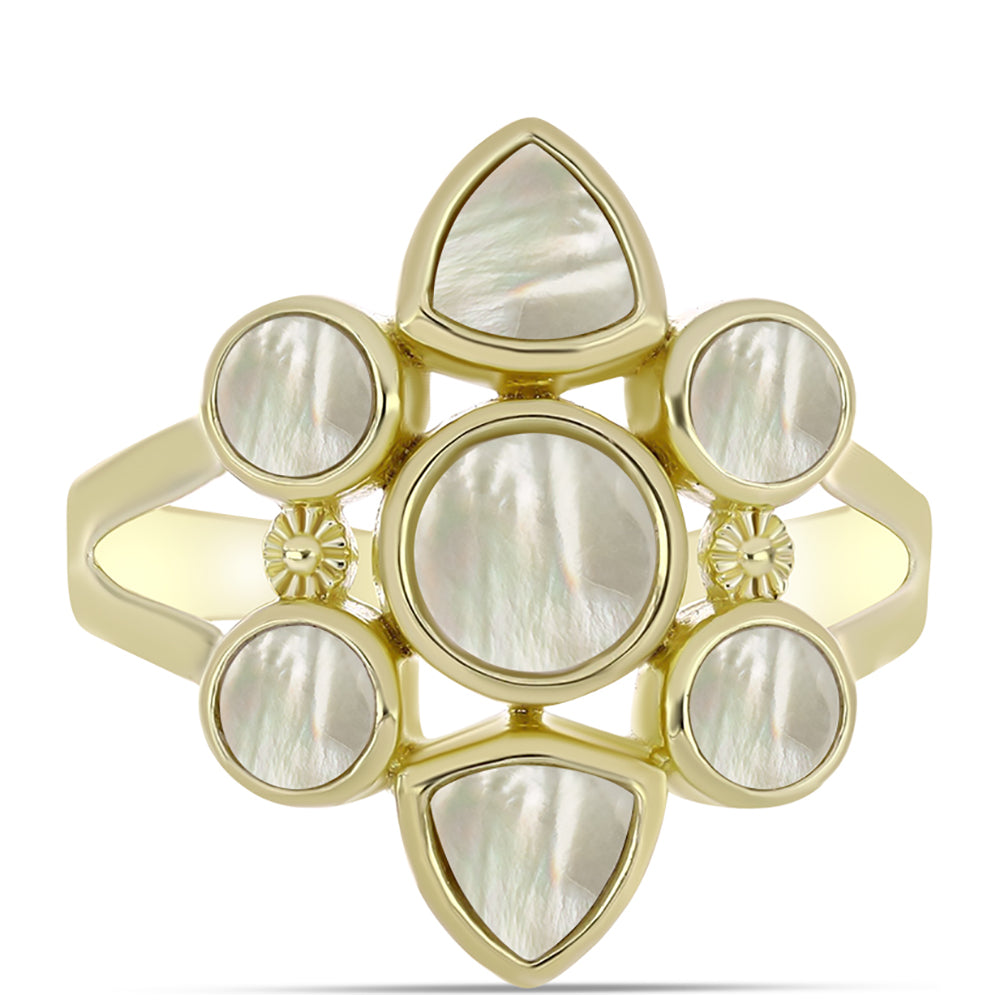 Anillo de Plata Bañada en Oro con Madreperla 1 