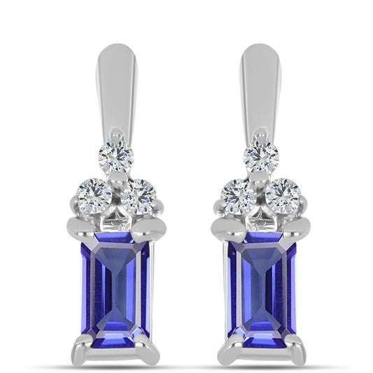 Pendientes de Plata con Tanzanita AAA y Topacio Blanco