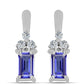 Pendientes de Plata con Tanzanita AAA y Topacio Blanco