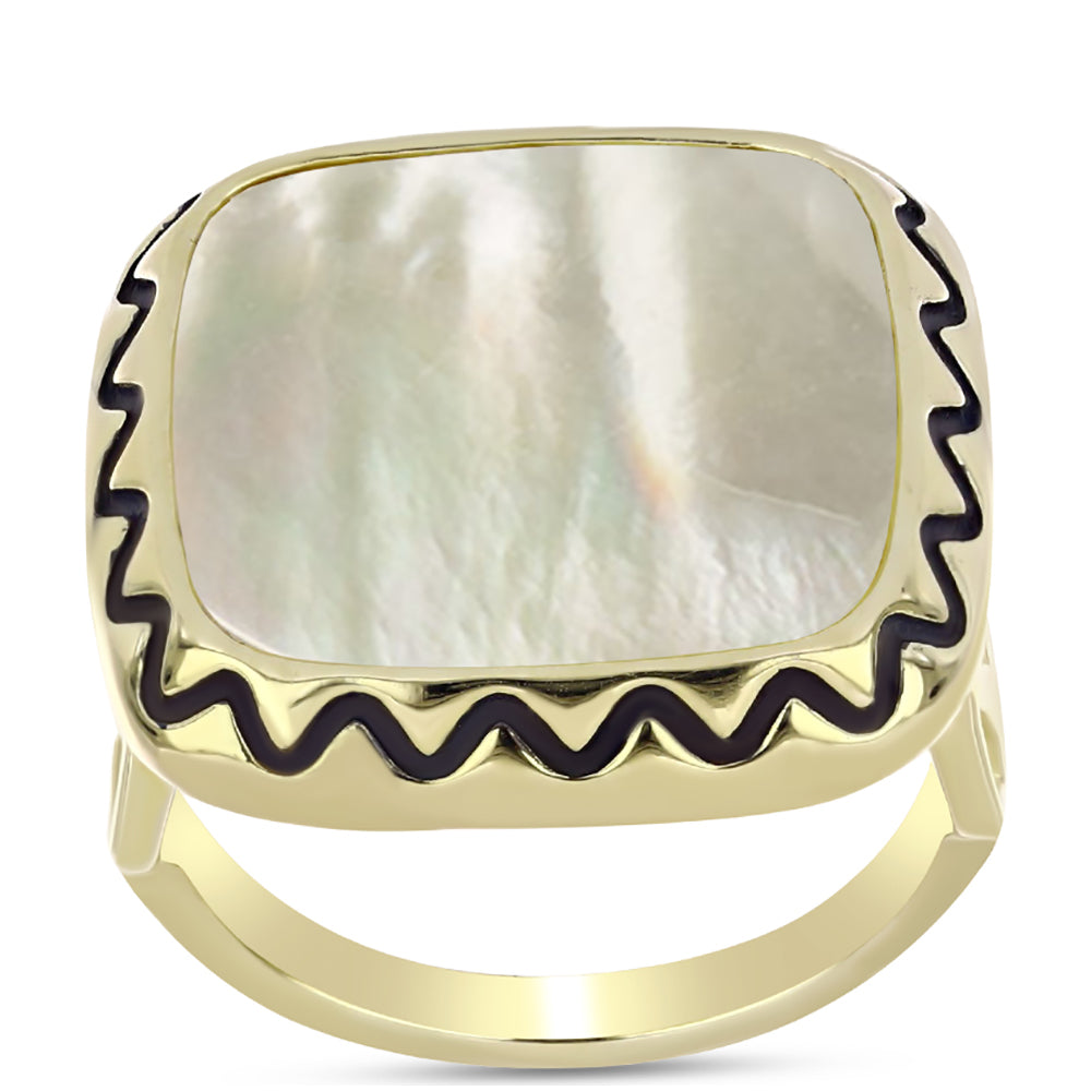 Anillo de Plata Bañada en Oro con Madreperla 3 