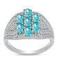 Anillo de Plata con Cuarzo Paraiba y Topacio Blanco