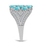 Anillo de Plata con Cuarzo Paraiba y Topacio Blanco