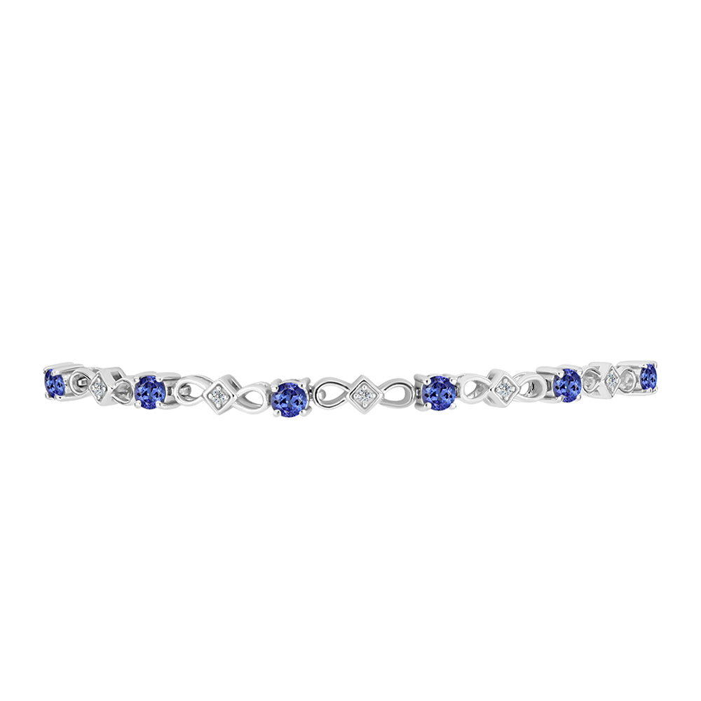 Pulsera de Plata con Tanzanita AAA y Topacio Blanco 2 