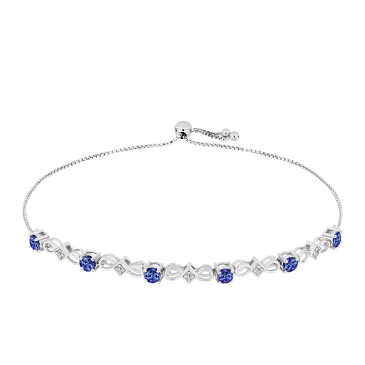 Pulsera de Plata con Tanzanita AAA y Topacio Blanco