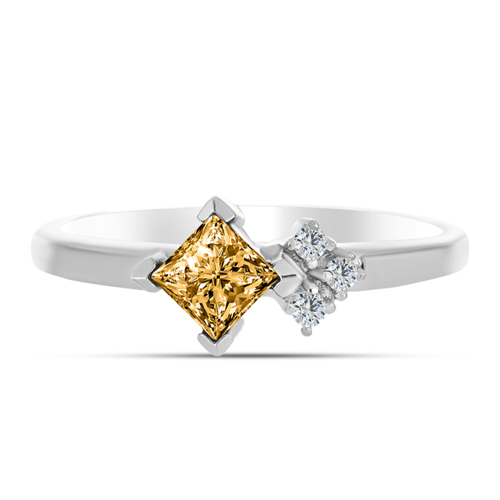 Anillo de Plata con Moisanita Champagne y Topacio Blanco 1 