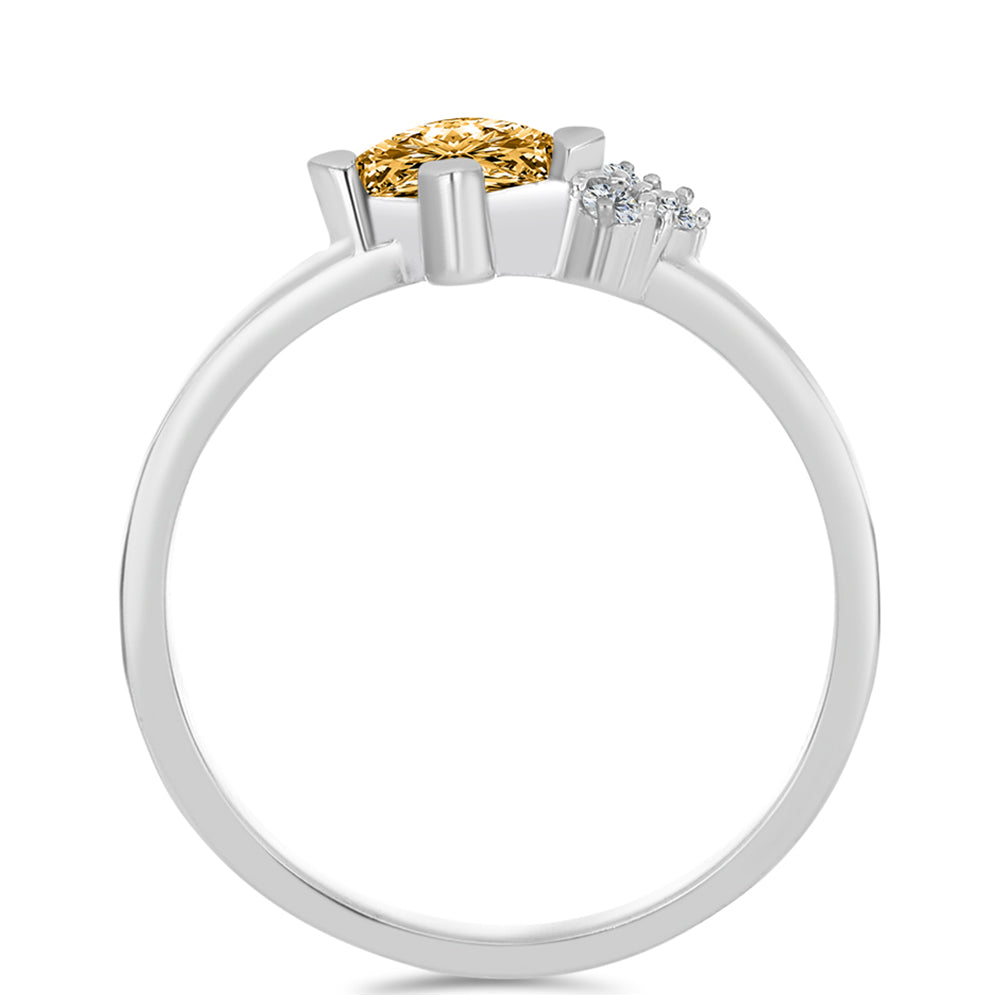 Anillo de Plata con Moisanita Champagne y Topacio Blanco 2 