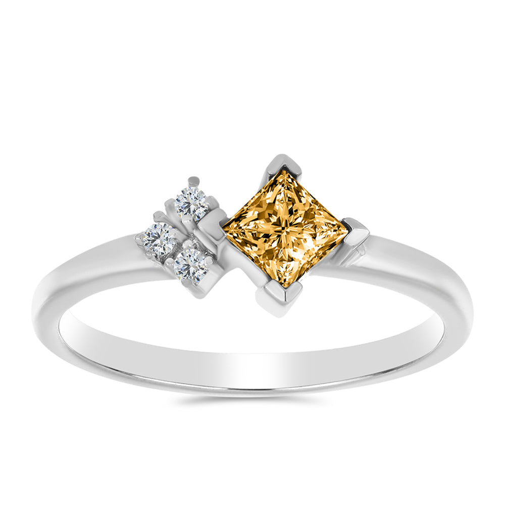 Anillo de Plata con Moisanita Champagne y Topacio Blanco 3 