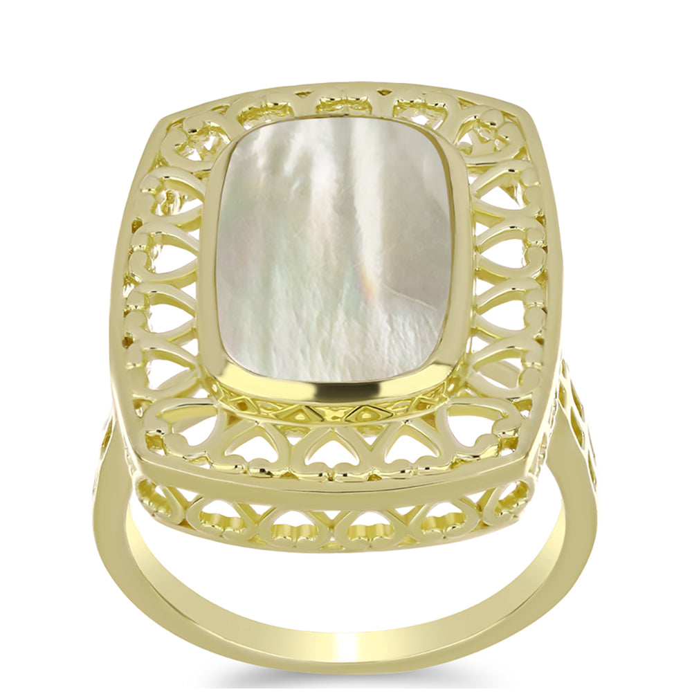 Anillo de Plata Bañada en Oro con Madreperla