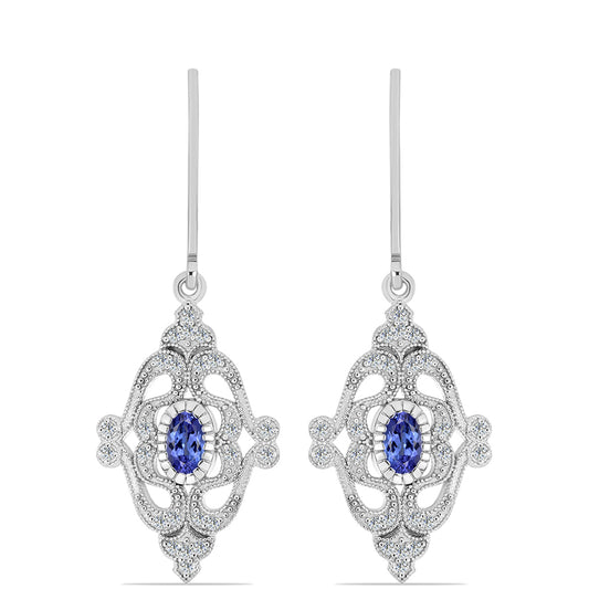 Pendientes de Plata con Tanzanita AAA y Topacio Blanco