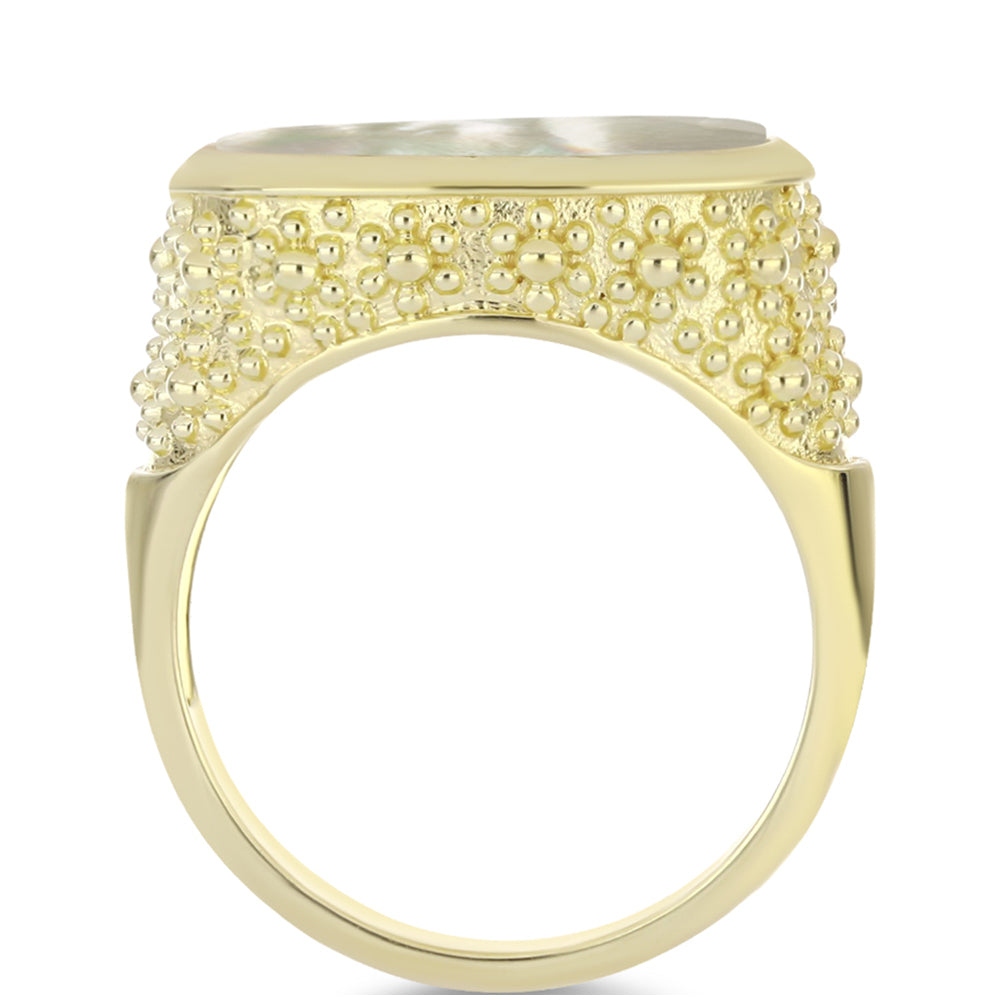 Anillo de Plata Bañada en Oro con Madreperla