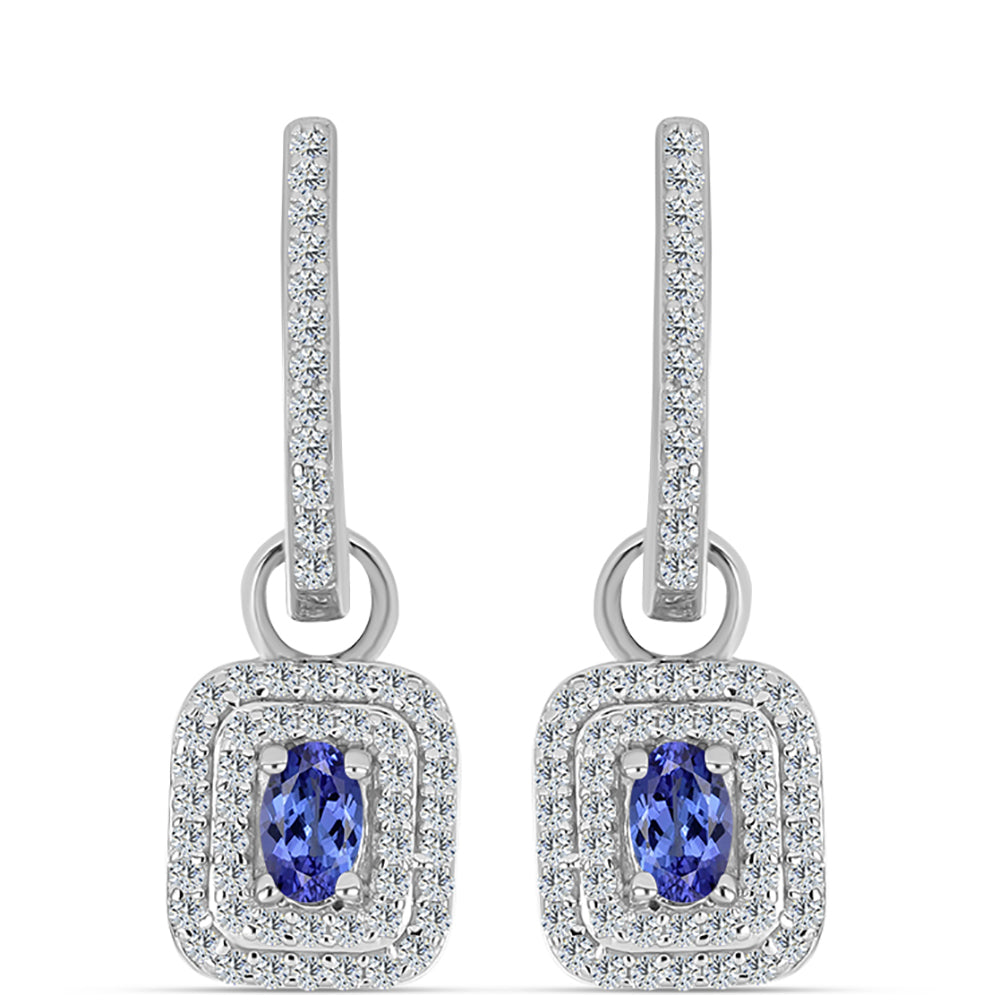 Pendientes de Plata con Tanzanita AAA y Topacio Blanco 1 