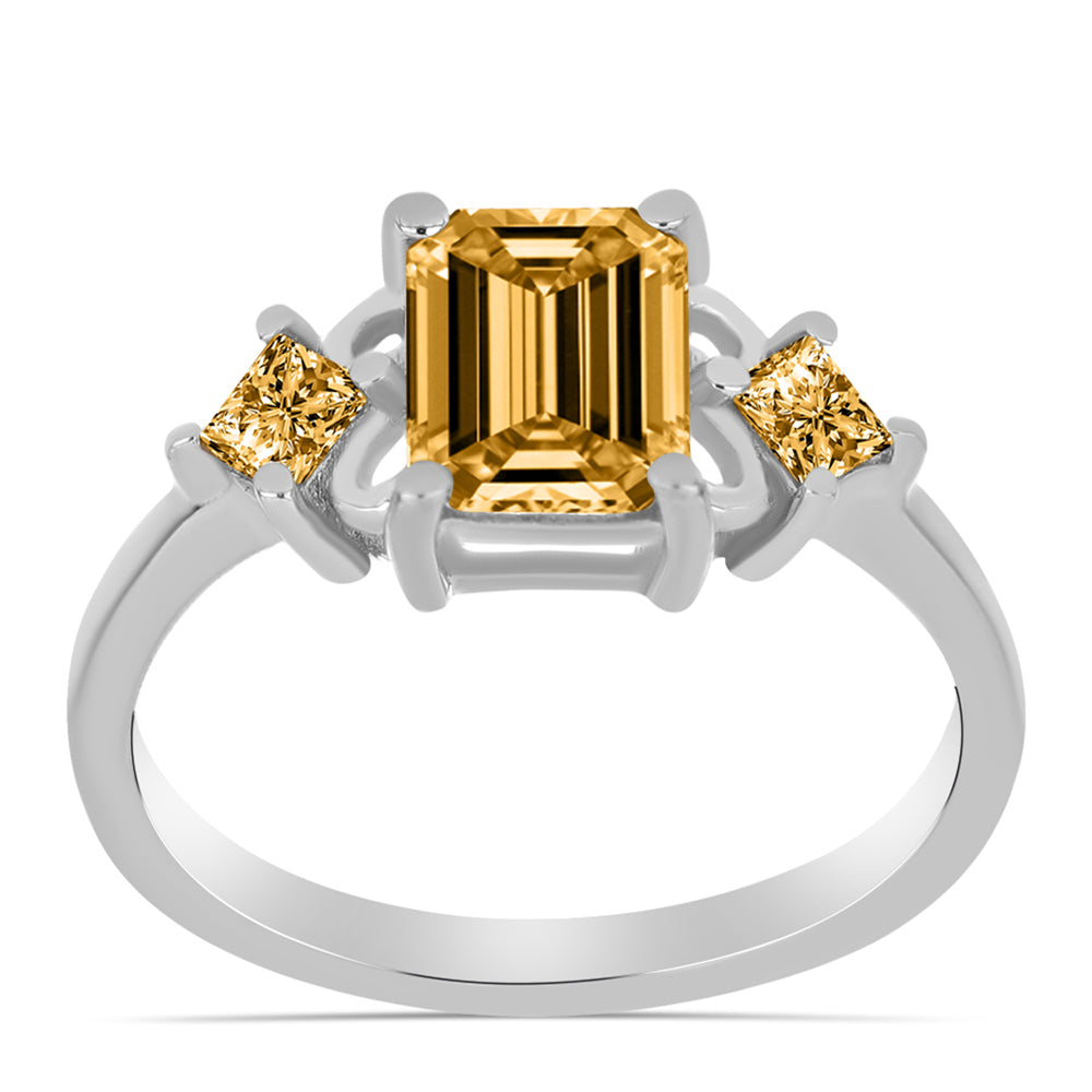 Anillo de Plata con Moisanita Champagne 3 