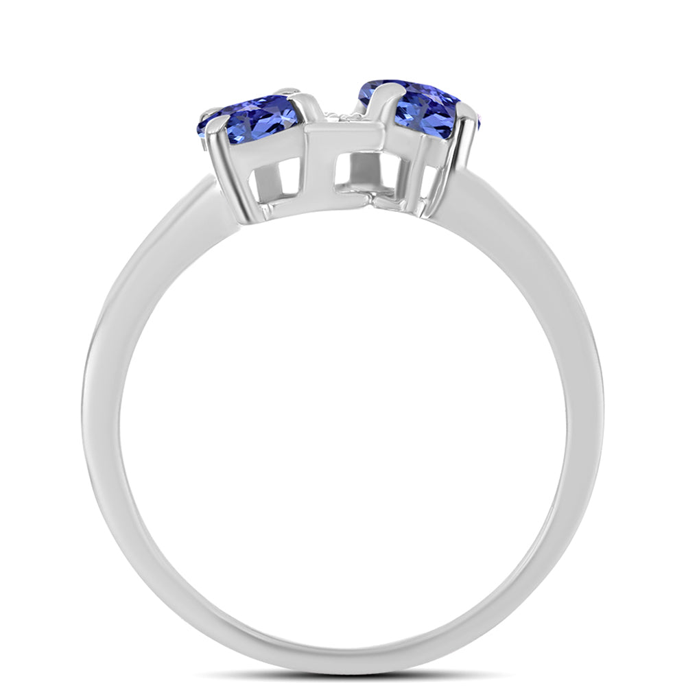 Anillo de Plata con Tanzanita AAA y Topacio Blanco 2 