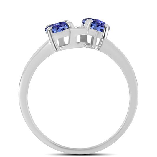 Anillo de Plata con Tanzanita AAA y Topacio Blanco