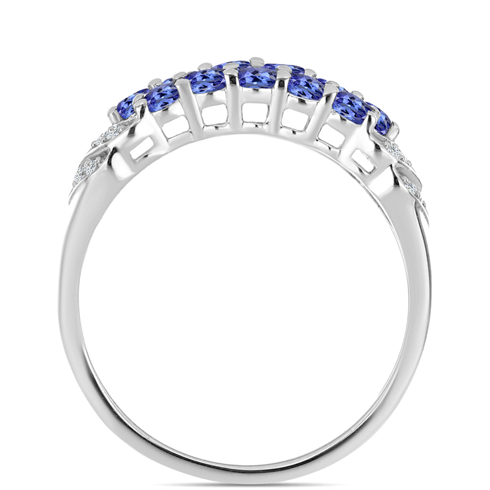 Anillo de Plata con Tanzanita AAA y Topacio Blanco
