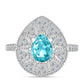 Anillo de Plata con Cuarzo Paraiba y Topacio Blanco