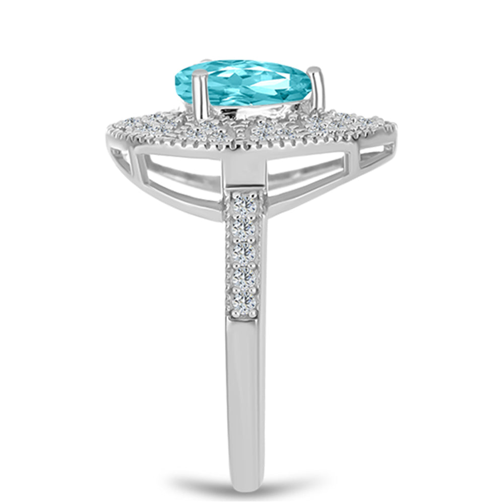 Anillo de Plata con Cuarzo Paraiba y Topacio Blanco 4 