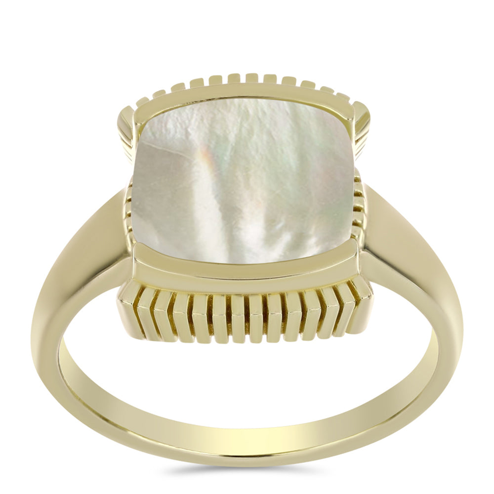 Anillo de Plata Bañada en Oro con Madreperla