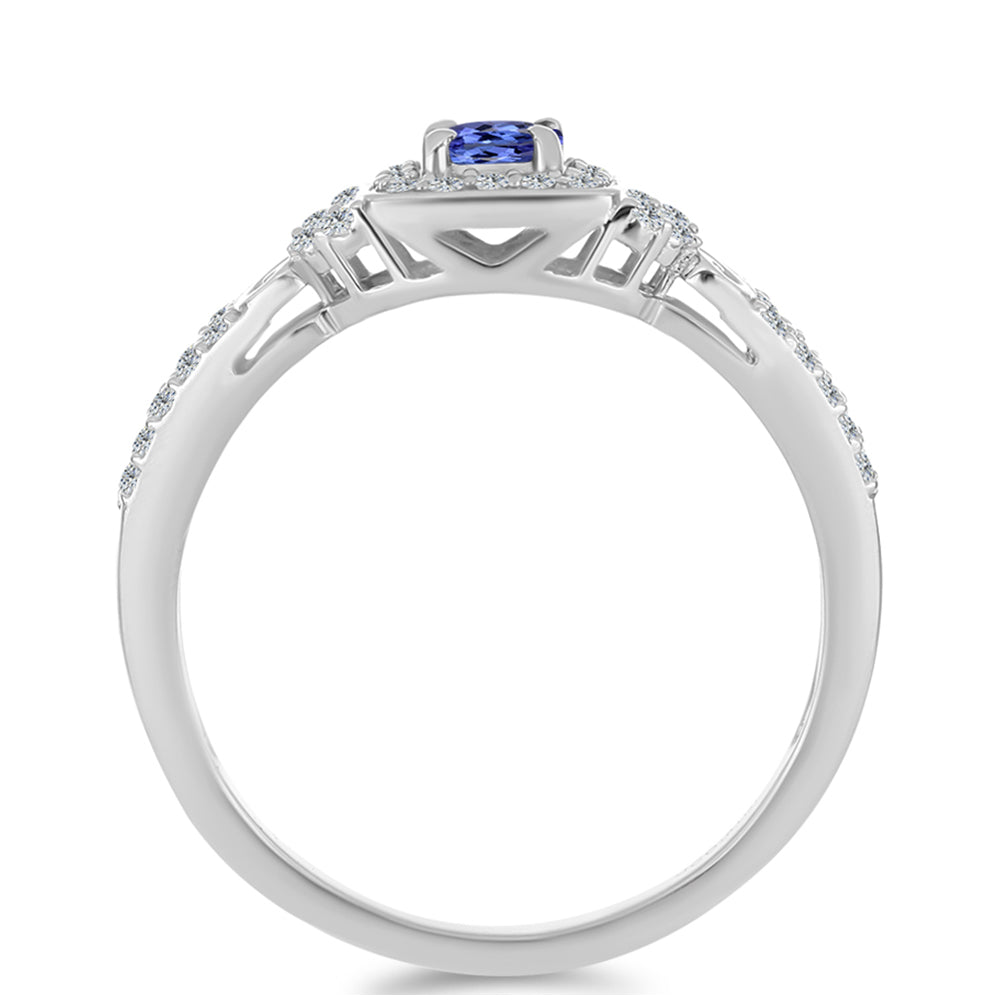 Anillo de Plata con Tanzanita AAA y Topacio Blanco 2 