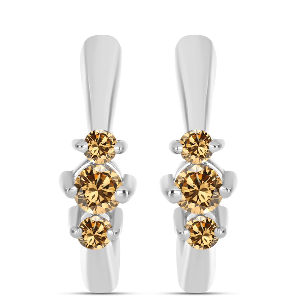 Pendientes de Plata con Moisanita Champagne