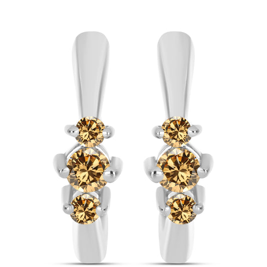 Pendientes de Plata con Moisanita Champagne