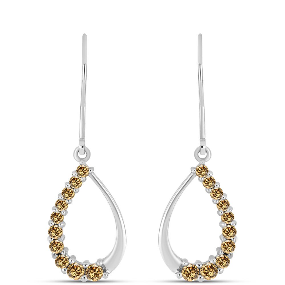 Pendientes de Plata con Moisanita Champagne