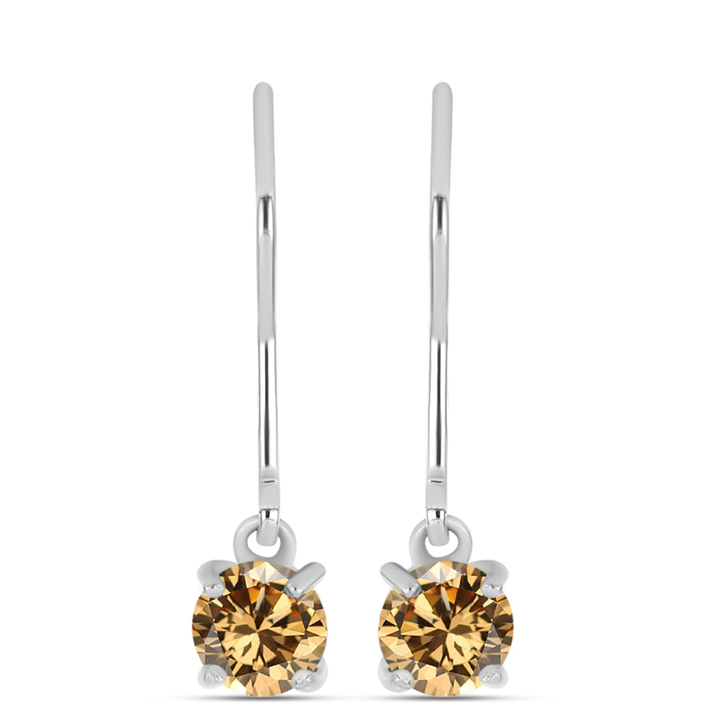 Pendientes de Plata con Moisanita Champagne