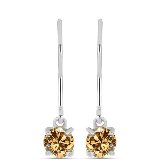 Pendientes de Plata con Moisanita Champagne