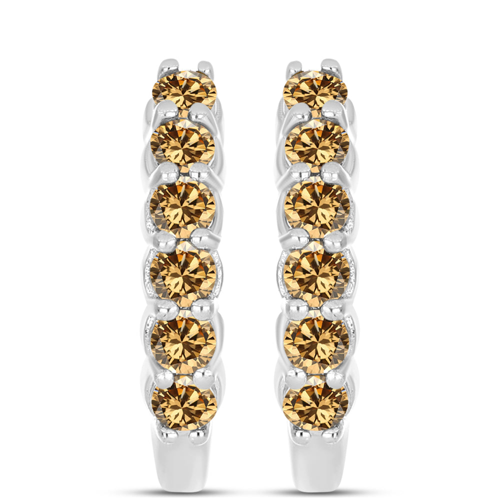 Pendientes de Plata con Moisanita Champagne 1 