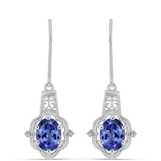Pendientes de Plata con Tanzanita AAA y Topacio Blanco