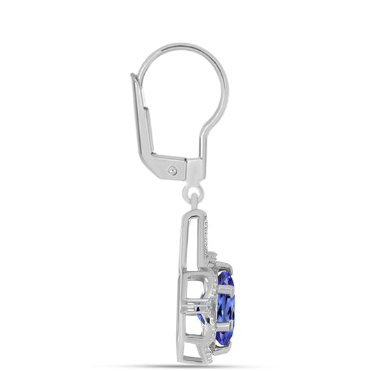 Pendientes de Plata con Tanzanita AAA y Topacio Blanco