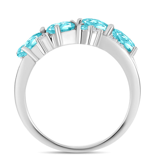 Anillo de Plata con Cuarzo Paraiba y Topacio Blanco