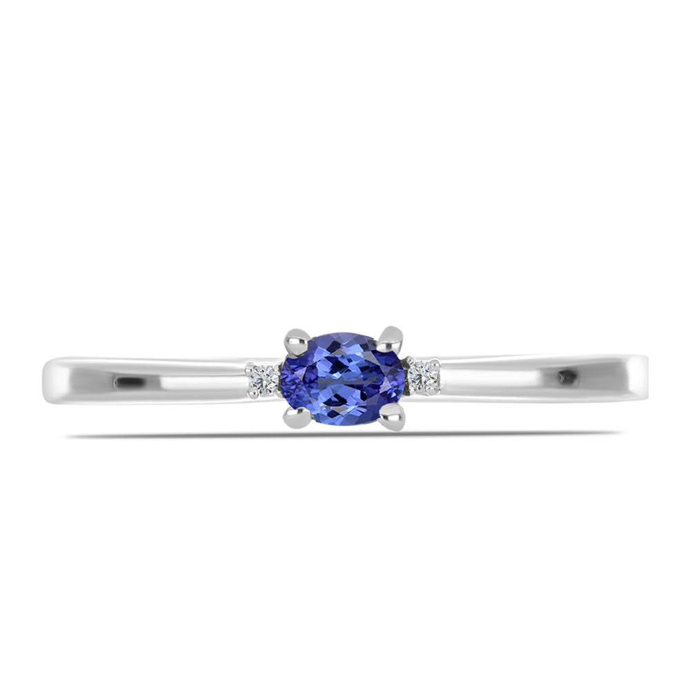 Anillo de Plata con Tanzanita AAA y Topacio Blanco