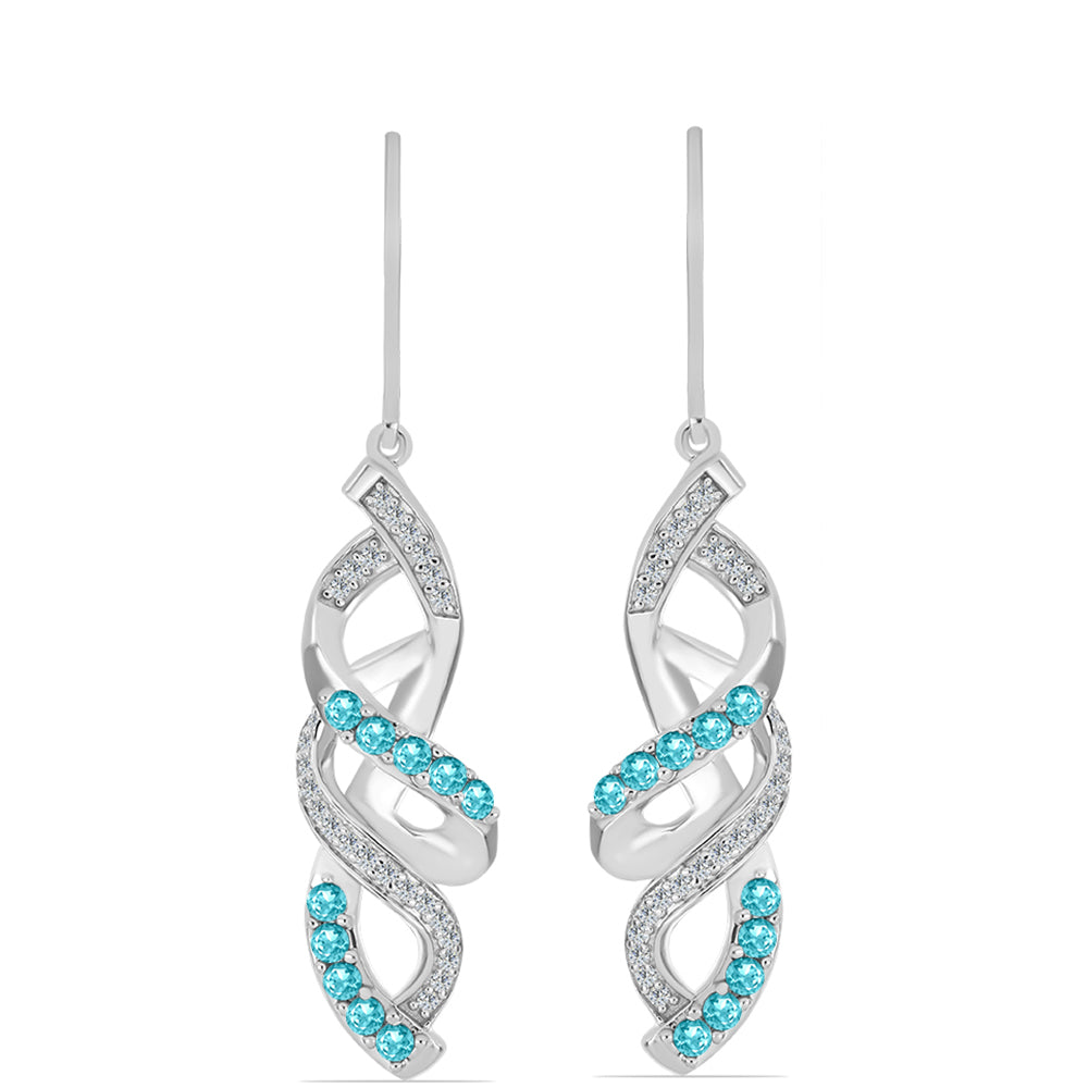 Pendientes de Plata con Cuarzo Paraiba y Topacio Blanco 1 