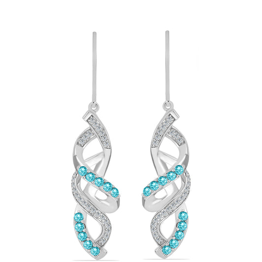 Pendientes de Plata con Cuarzo Paraiba y Topacio Blanco