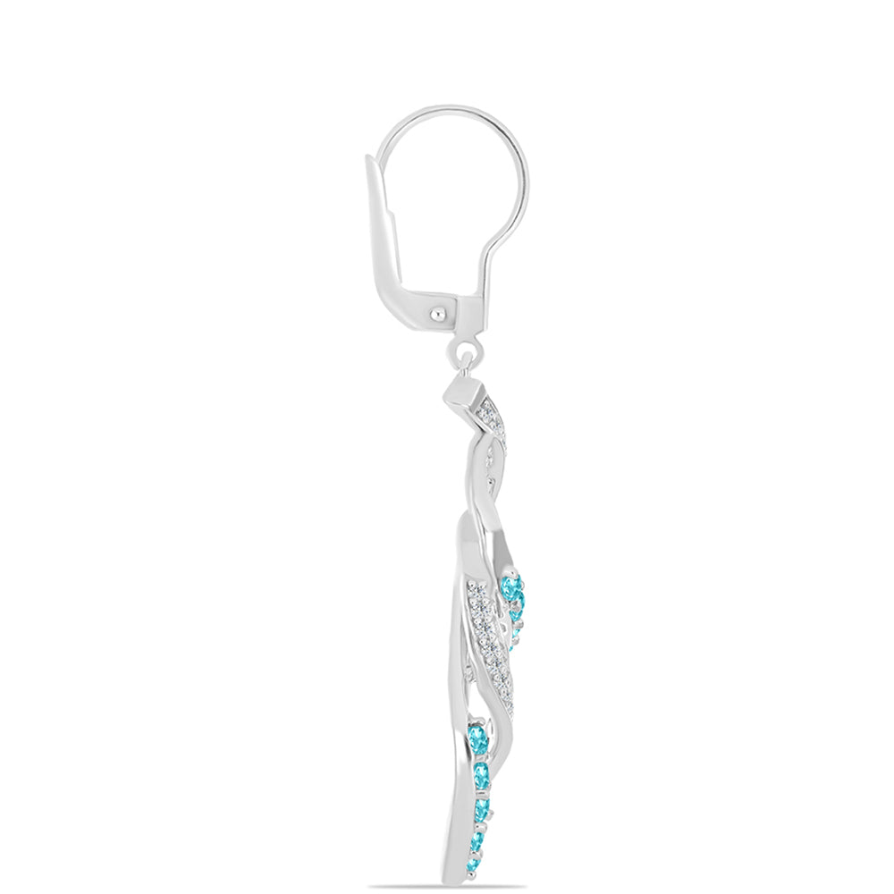 Pendientes de Plata con Cuarzo Paraiba y Topacio Blanco