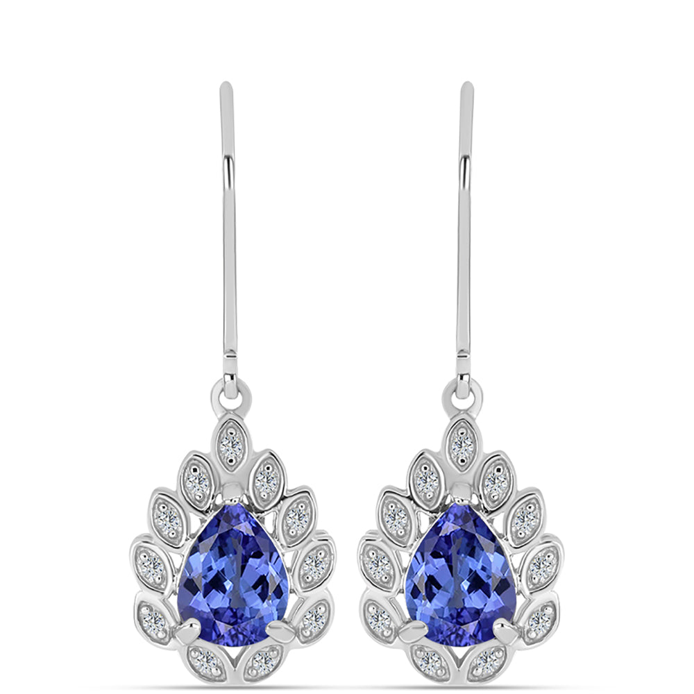 Pendientes de Plata con Tanzanita AAA y Topacio Blanco 1 