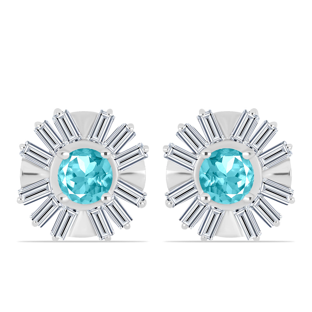 Pendientes de Plata con Cuarzo Paraiba y Zircón Blanco 1 