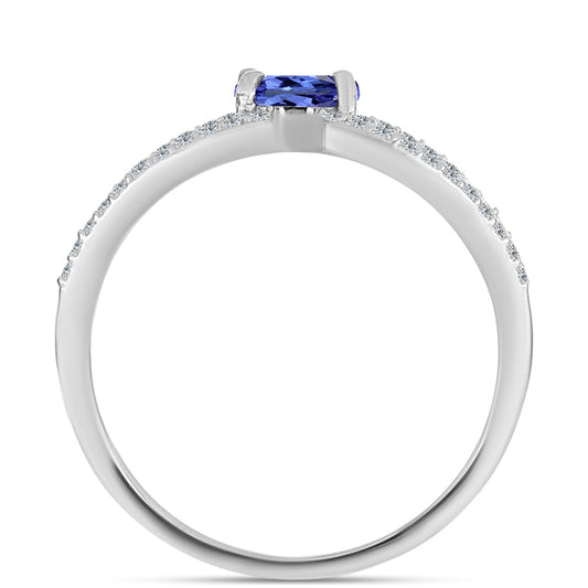Anillo de Plata con Tanzanita AAA y Topacio Blanco