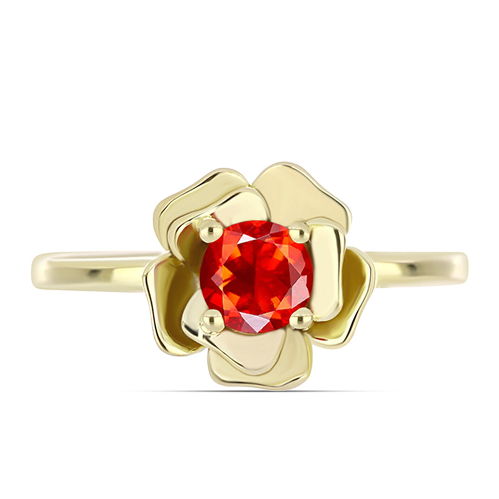 Anillo de Plata Bañada en Oro con Ópalo Rojo etíope de Lega Dembi 1 